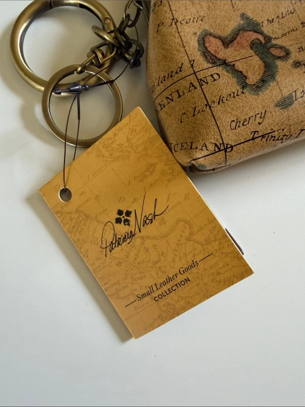 Patricia Nash Map mini Print Kiss-Lock Coin Purse in Brown and Gold - Picture 2 of 4